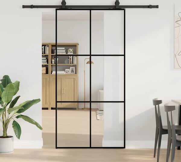VidaXL Posuvné dveře se sadou kování černé ESG Glass, 3 x 2 grids [3375844] Velikost: 102 x 205 cm (213 cm sliding rail)