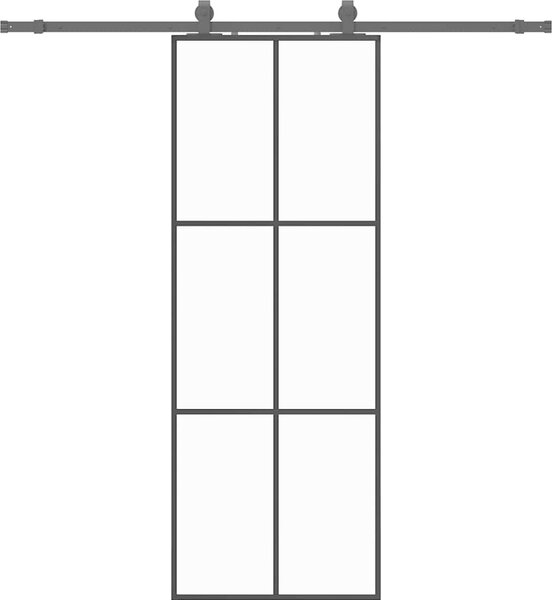 VidaXL Posuvné dveře se sadou kování černé ESG Glass, 3 x 2 grids [3375844] Velikost: 102 x 205 cm (213 cm sliding rail)