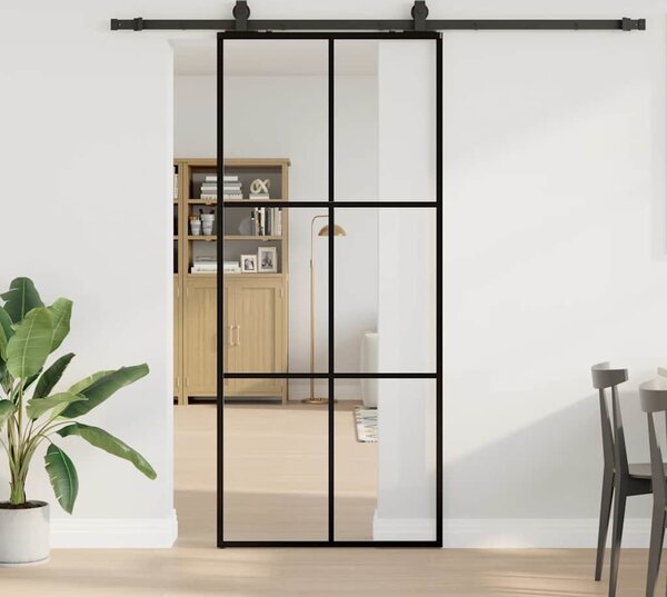 VidaXL Posuvné dveře se sadou kování černé ESG Glass, 3 x 2 grids [3375844] Velikost: 102 x 205 cm (213 cm sliding rail)