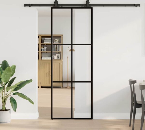 VidaXL Posuvné dveře se sadou kování černé ESG Glass, 3 x 2 grids [3375844] Velikost: 102 x 205 cm (213 cm sliding rail)