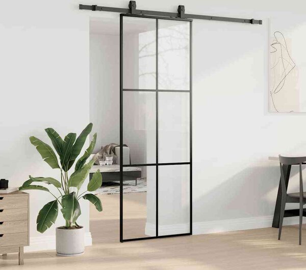 VidaXL Posuvné dveře se sadou kování černé ESG Glass, 3 x 2 grids [3375844] Velikost: 102 x 205 cm (213 cm sliding rail)