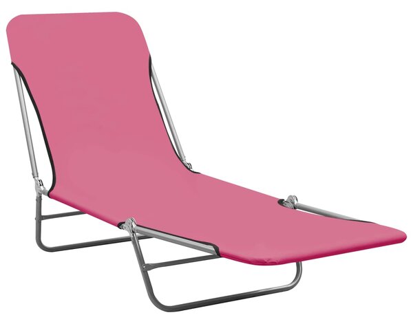 Skládací zahradní lehátka 2 ks ocel a textil růžová