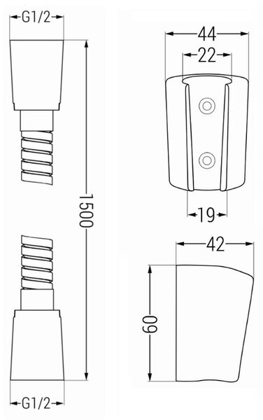 Mexen příslušenství - ruční sprchový set Oval R-05, 3-funkce, bílá, 785056052-20
