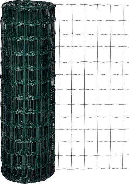 VidaXL Euro plot ocel [42004347] Barva: Zelená, Velikost: 10 x 1,2 m, Velikost mřížky: 100 x 100 mm