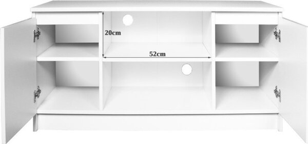 Stolek pod TV RTV 120 2D 1P bílý, lesk