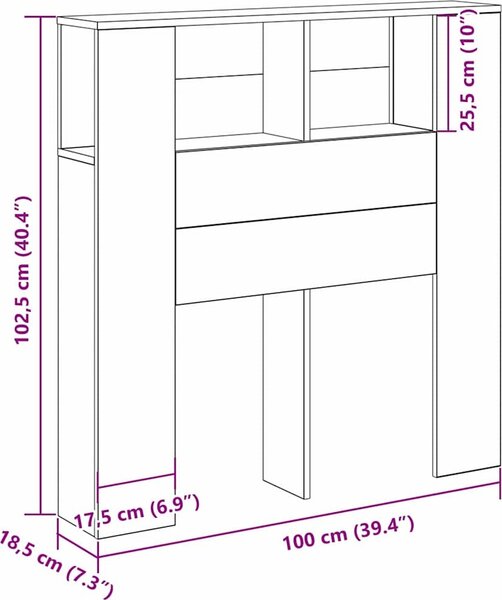 VidaXL Čelo postele se skříňkou Kompozitní dřevo [862756] Barva: Černá, Velikost: 220 cm
