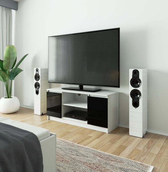 Stolek pod TV RTV 120 2D 1P černý, lesk
