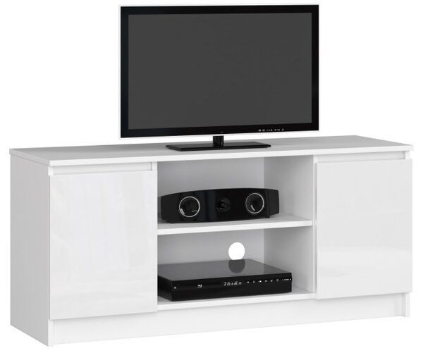 Stolek pod TV RTV 120 2D 1P bílý, lesk