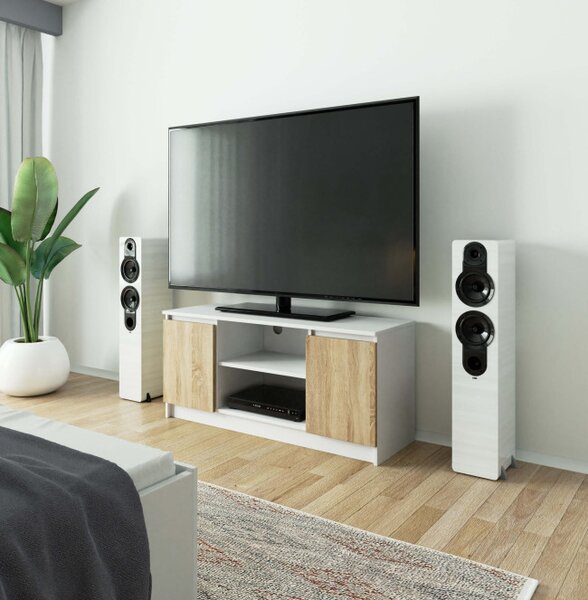 Stolek pod TV RTV 120 2D 1P bílý / sonoma