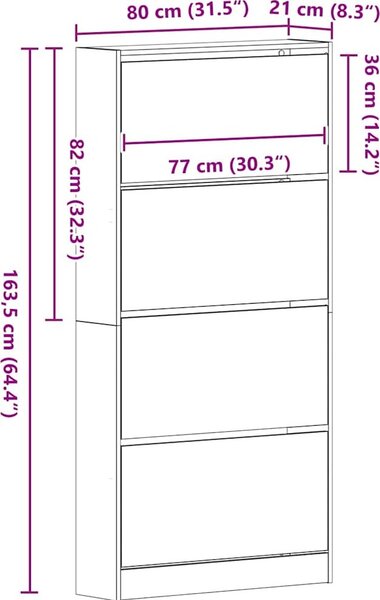 VidaXL Skříň na obuv Kompozitní dřevo [3334027] Barva: Betonová šedá, Velikost: 80 x 21 x 87,5 cm