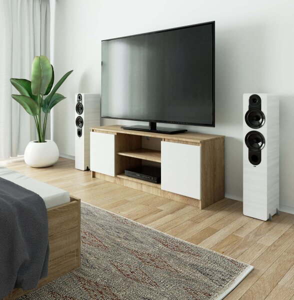 Stolek pod TV RTV 140 2D 1P sonoma / bílý