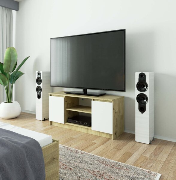 Stolek pod TV RTV 120 2D 1P dub artisan / bílý