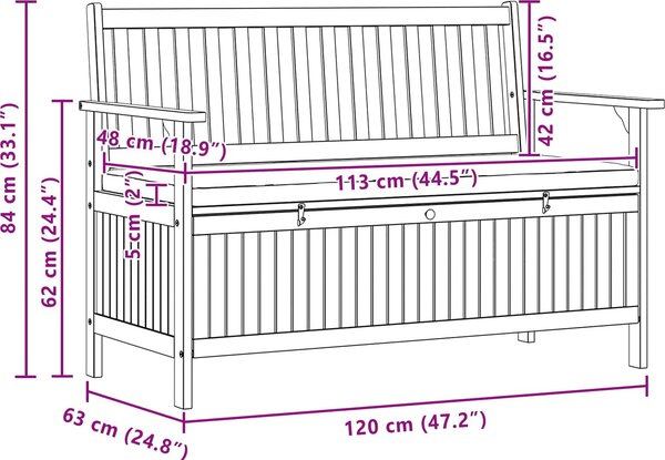 VidaXL Úložná lavice 2 -Seater Masivní akácie [42026791] Barva: Hnědá, Velikost: 170 x 63 x 84 cm