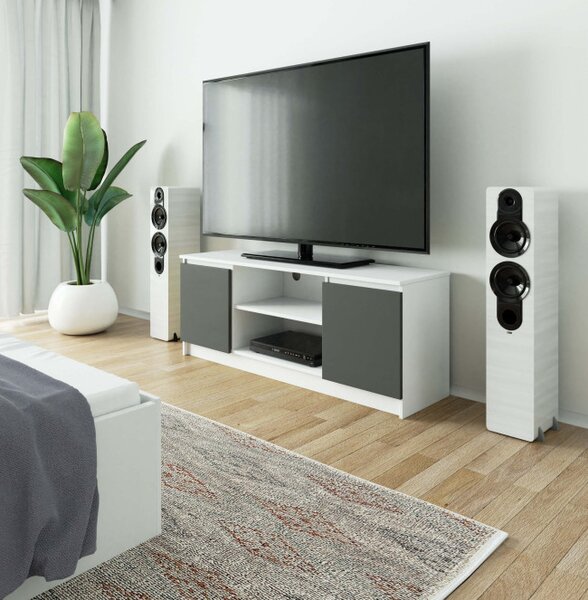 Stolek pod TV RTV 140 2D 1P bílý / šedý