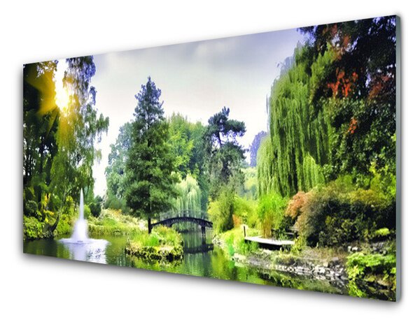 Kuchyňský skleněný panel Les Vodopád Slunce Příroda 100x50 cm