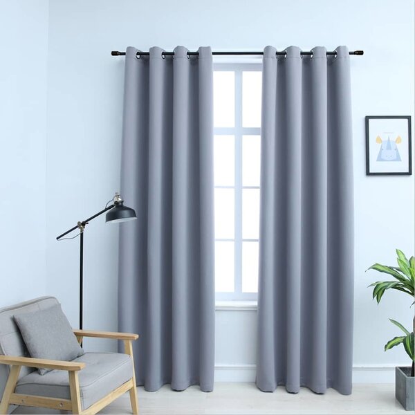 VidaXL Zatemňovací závěsy s kovovými kroužky 2 ks, materiál 100% polyester [134426] Barva: antracitová, Velikost: 140 x 225 cm