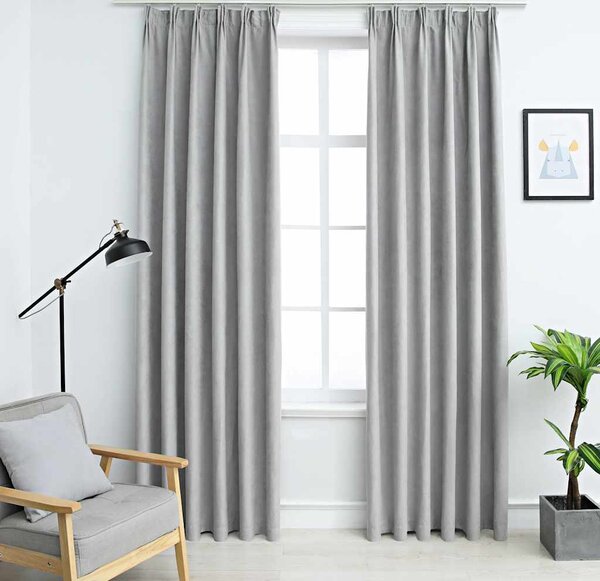 VidaXL Zatemňovací závěsy s háčky 2 ks, materiál 100% polyester, na dotek jako semiš [134479] Barva: antracitová, Velikost: 140 x 245 cm