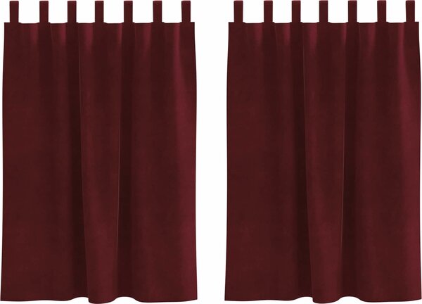 VidaXL Závěsy 2 ks Samet, s otočnými pásky [4107308] Barva: vínová červená, Velikost: 140 x 175 cm