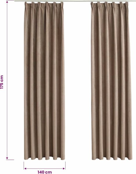 VidaXL Zatemňovací závěsy s háčky 2 ks, materiál 100% polyester, na dotek jako semiš [134479] Barva: antracitová, Velikost: 140 x 245 cm