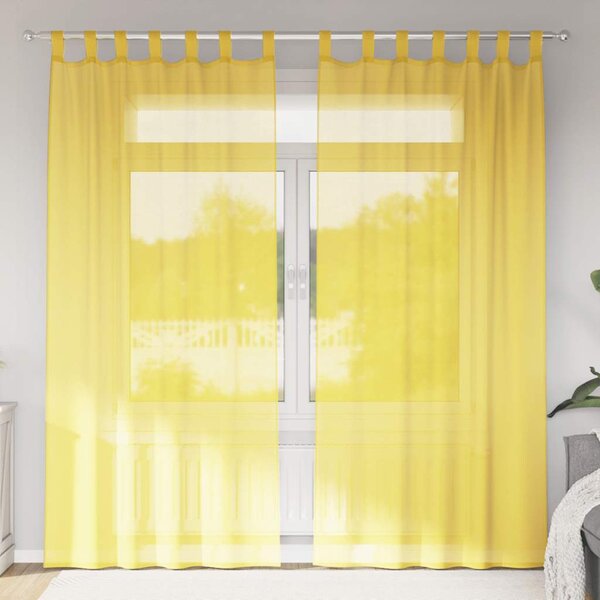 VidaXL Voálové záclony s tyčovými kapsami 2 ks [4102214] Barva: Jablkově zelená, Velikost: 140 x 245 cm