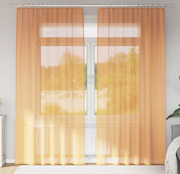 VidaXL Voálové záclony s tyčovými kapsami 2 ks [4102214] Barva: Jablkově zelená, Velikost: 140 x 245 cm