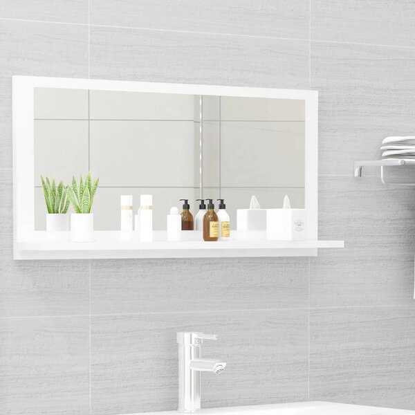 Koupelnové zrcadlo bílé vysoký lesk 80x10,5x37 cm dřevotříska