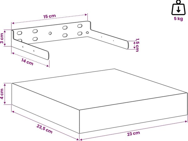 VidaXL Nástěnná polička 4 ks [42019982] Barva: Bílá, Velikost: 80 x 23,5 x 3,8 cm