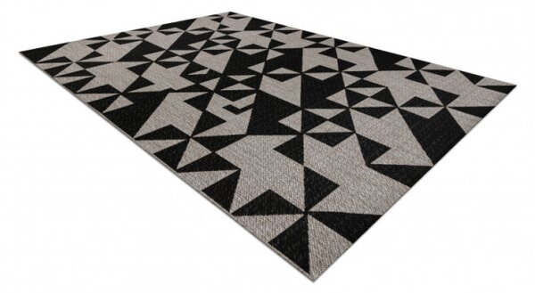 Koberec Šňůrkový SIZAL FLOORLUX 20489 stříb/černý Trojúhelníky