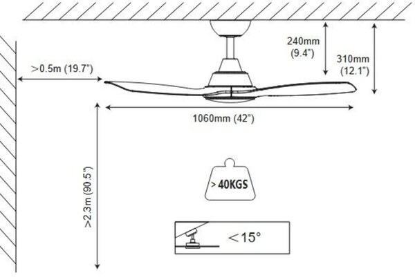 Philips Olas stropní ventilátor a svítidlo 28W+24W 3000/4300/6500K 106cm černá a dřevo
