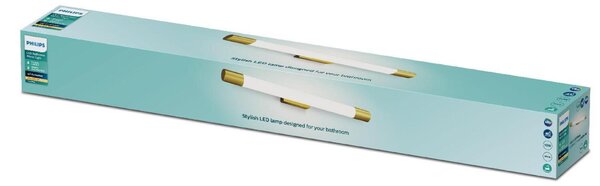 Philips Rover koupelnové nástěnné svítidlo LED 10W 900lm 2700K nestmívatelné 63cm zaoblené IP44, mosazné