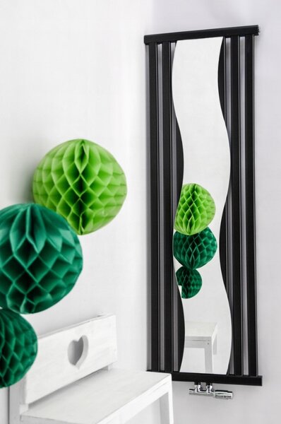 Regnis Kalipso Mirror, topné těleso 500x1000mm se středovým připojením 50mm, 531W, černá matná, KALIPSOLUSTRO/1000/500/D5/BLACK