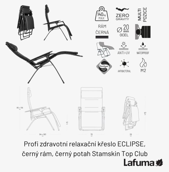 Profi relaxační křeslo ECLIPSE černá Nori