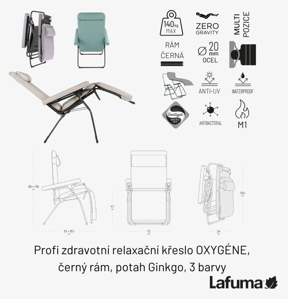 Profi zdravotní relaxační křeslo OXYGÈNE šedá Empreinte