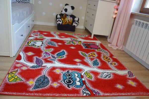 Dětský koberec Kids Forest červený C427