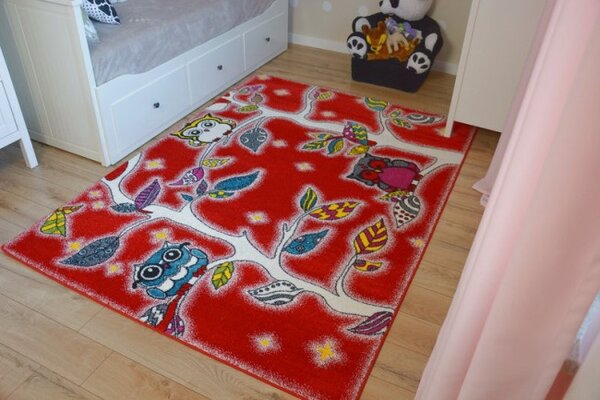 Dětský koberec Kids Forest červený C427