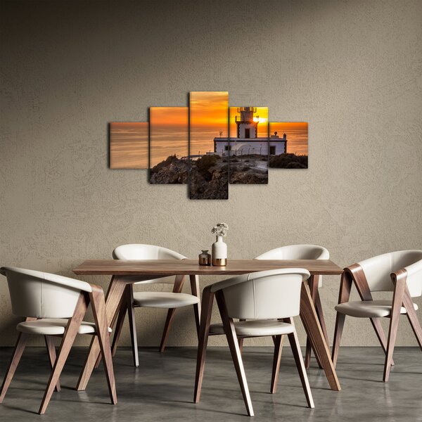 Obraz majáku při západu slunce (125x70 cm)