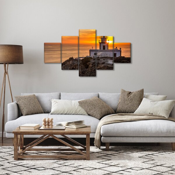 Obraz majáku při západu slunce (125x70 cm)