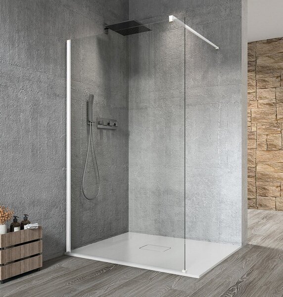 Sapho, VARIO WHITE jednodílná sprchová zástěna pro instalaci ke stěně, čiré sklo, 1400 mm, GX1214GX1015