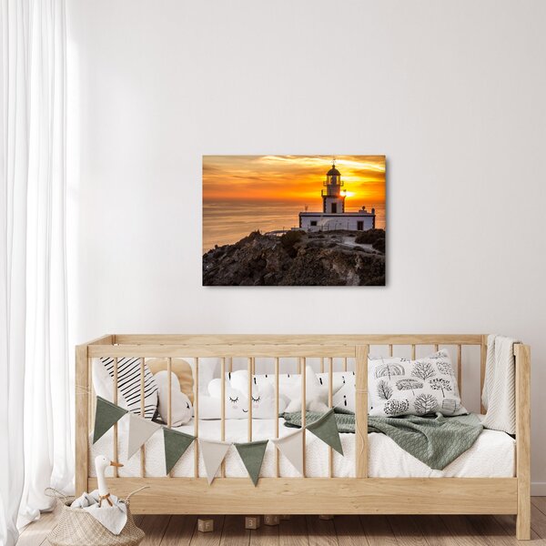 Obraz majáku při západu slunce (70x50 cm)