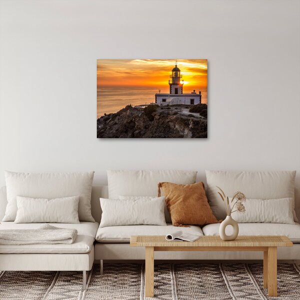 Obraz majáku při západu slunce (70x50 cm)
