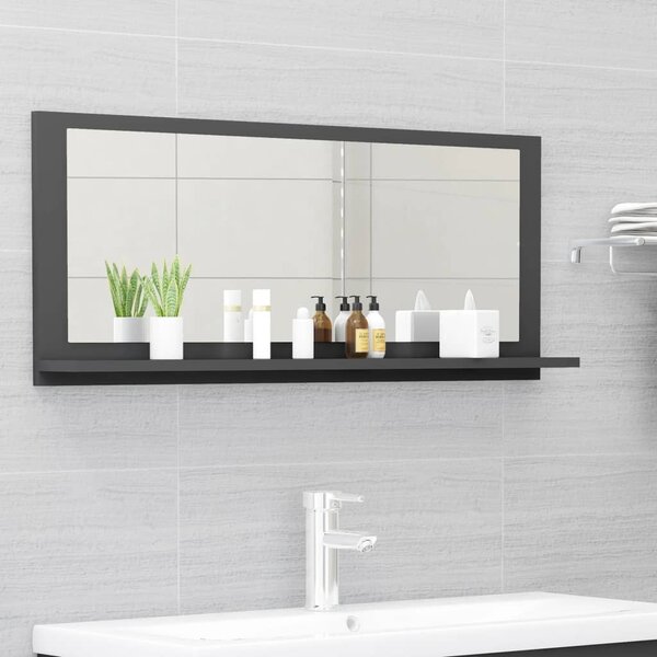 Koupelnové zrcadlo šedé 90 x 10,5 x 37 cm dřevotříska