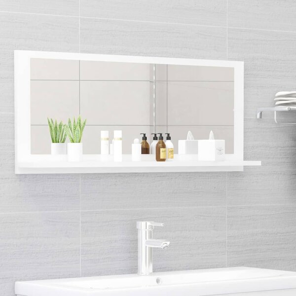 Koupelnové zrcadlo bílé vysoký lesk 90x10,5x37 cm dřevotříska