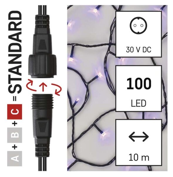 EMOS Standard LED spojovací vánoční řetěz, 10 m, venkovní i vnitřní, fialová