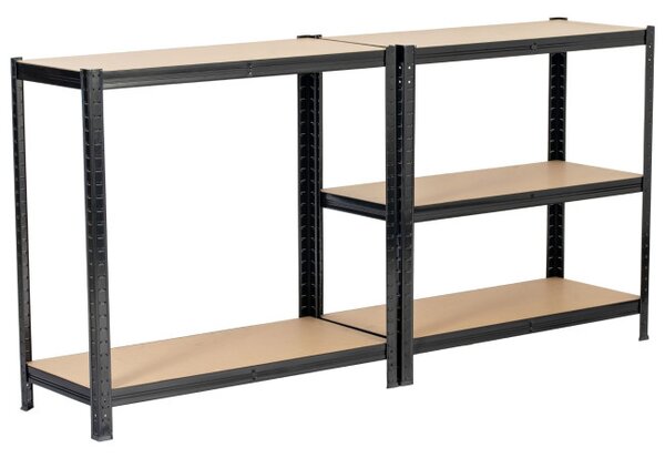 Set 2 kovových regálů 90x40x180 černý