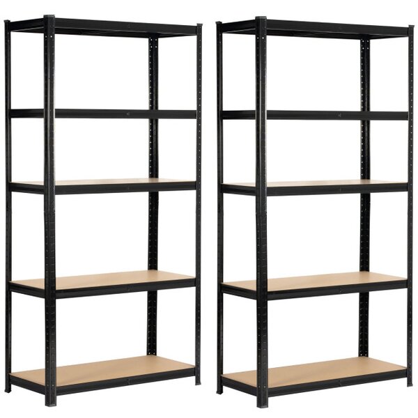 Set 2 kovových regálů 90x40x180 černý