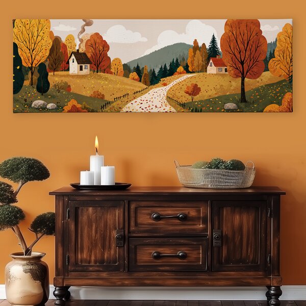 Obraz na plátně - Za lesem na Výrovce FeelHappy.cz Velikost obrazu (šířka x výška): 60 x 20 cm