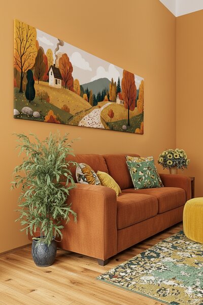 Obraz na plátně - Za lesem na Výrovce FeelHappy.cz Velikost obrazu (šířka x výška): 60 x 20 cm