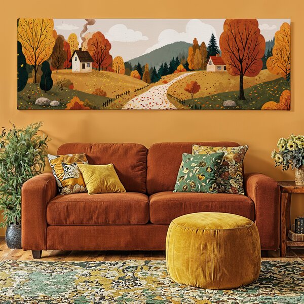 Obraz na plátně - Za lesem na Výrovce FeelHappy.cz Velikost obrazu (šířka x výška): 60 x 20 cm