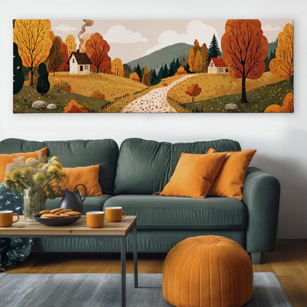 Obraz na plátně - Za lesem na Výrovce FeelHappy.cz Velikost obrazu (šířka x výška): 60 x 20 cm