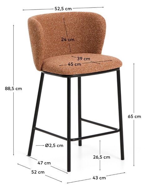 Kave Home Terakotová barová židle Ciselia 65 cm
